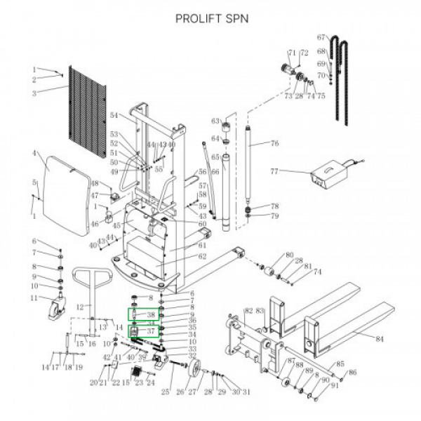 Основание ручки с рулевым валом для штабелеров SPN HV Market