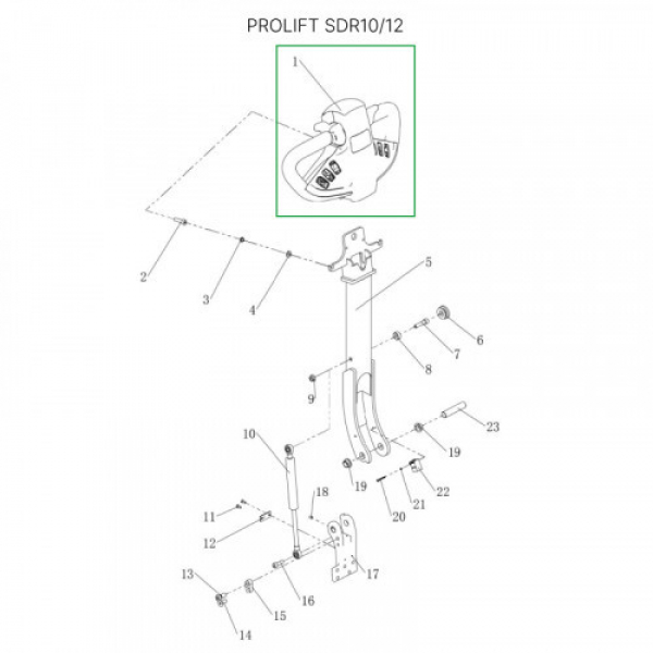 Верхняя часть ручки в сборе для штабелеров SDR 1016/1030/1035/1225/1230/1235/1635
