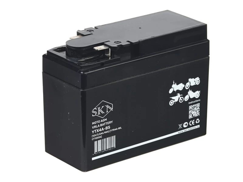 Аккумулятор стартерный для мототехники SKN YTX4A-BS (12V/2,5Ah/45A) [YTR4A-BS, CT 12026]