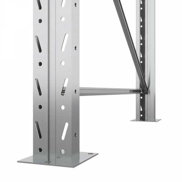 Две секции стеллажа металлического паллетного 2500х2700х1100 мм. Ярусы: пол+2