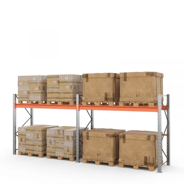 Две секции стеллажа металлического паллетного 2000х1800х1100 мм (70.1.5). Ярусы: пол+1