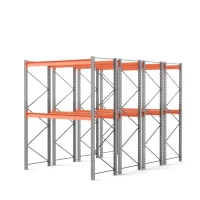 Стеллаж двойной глубины 3500х2700х1100 мм. Уровни хранения: пол+2 (2400 кг на ярус) HV Market