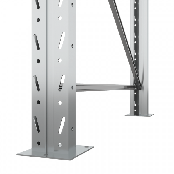 Стеллаж двойной глубины 3000х2700х1100 мм. Уровни хранения: пол+2 (2400 кг на ярус)