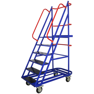 Лестница передвижная, пять ступеней ЛС 5 (670х1300х1950) 160 черная резина, тормоз, поворотные HV Market