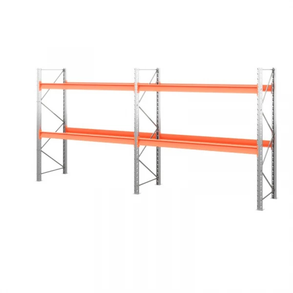 Две секции стеллажа металлического паллетного 2500х1800х1100 мм (85.1.5). Ярусы: пол+2