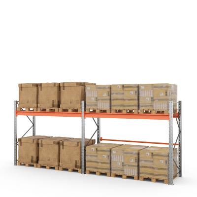 Две секции стеллажа металлического паллетного 2000х2700х1100 мм (70.1.5). Ярусы: пол+1